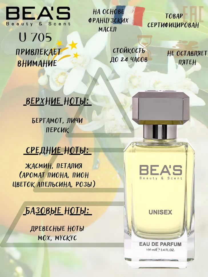 Парфюм Beas 100 ml U 705 Ex Nihilo Fleur Narcotique unisex