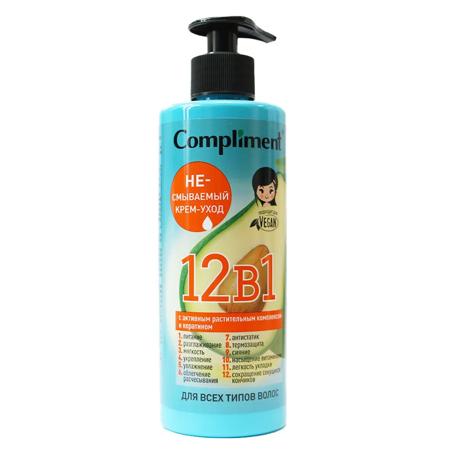 Compliment несмываемый крем-уход для всех типов волос 12 в 1, 400 ml