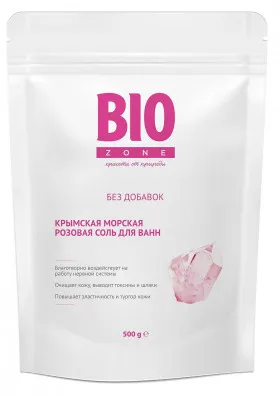 Биозон соль для ванн крымская морская природная розовая 500г