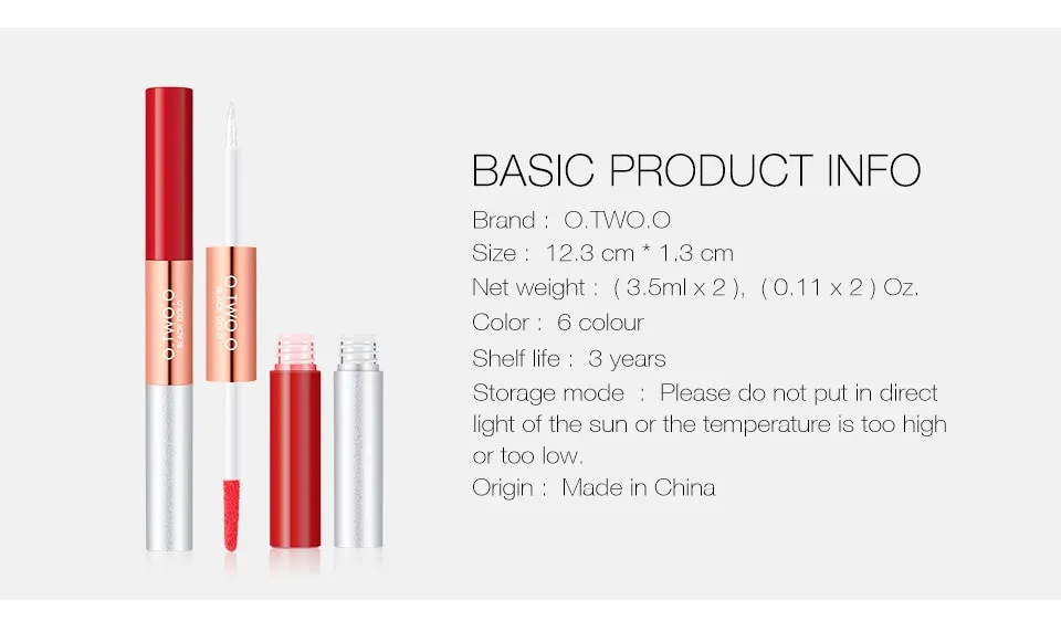 Блеск для губ 2 в 1 матовый O.TWO.O Lip Color 3.5 ml (арт. 6034)