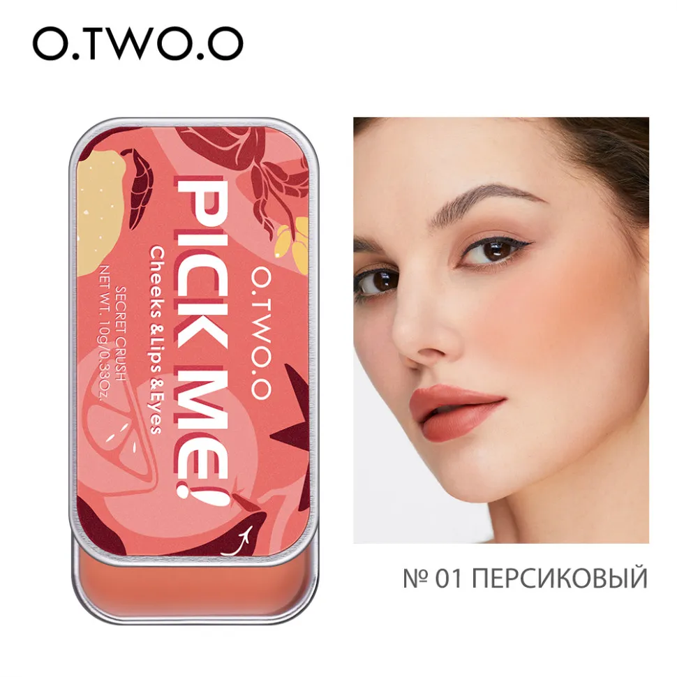 Матовый крем 3 в 1 (румяна, тени для век, помада для губ) O.TWO.O Pick Me 10г #9139 (№01 Персиковый)