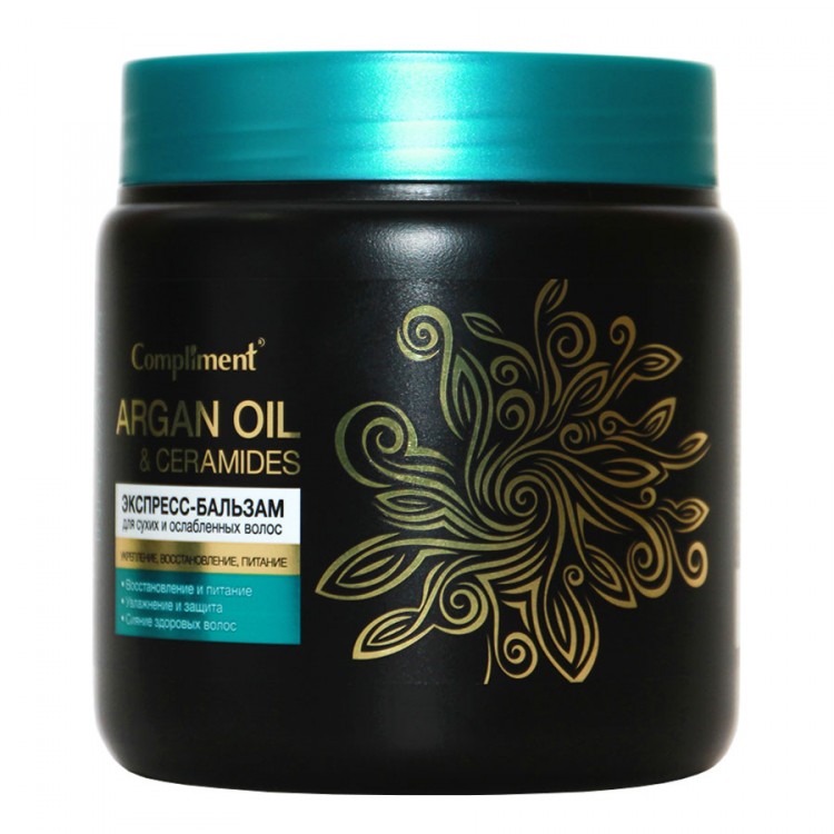 Compliment ARGAN OIL & CERAMIDES Экспресс бальзам для сухих и ослабленных волос, 500 ml