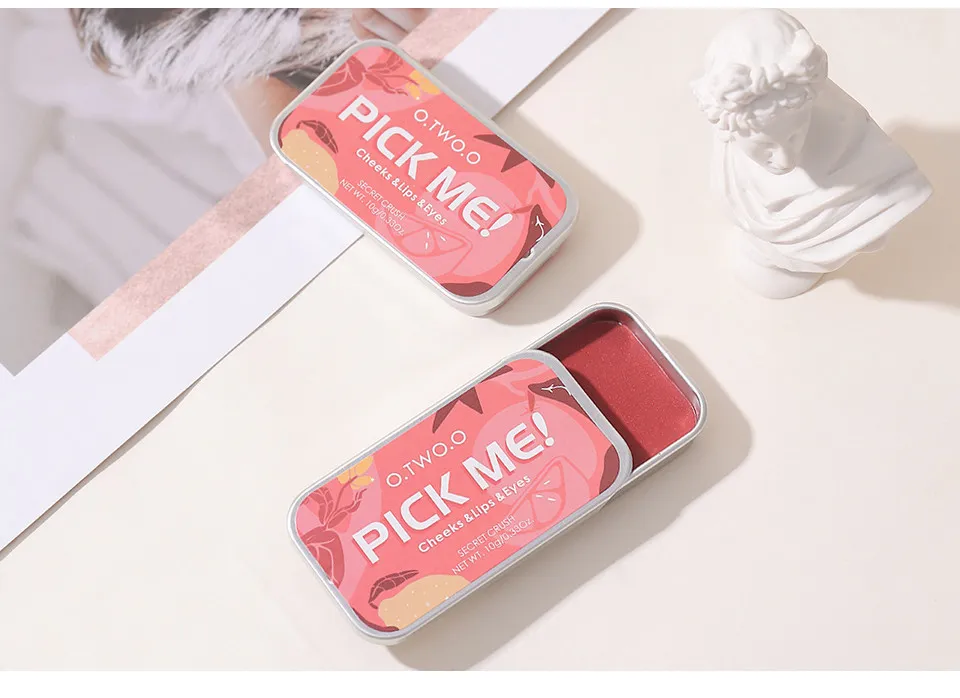 Матовый крем 3 в 1 (румяна, тени для век, помада для губ) O.TWO.O Pick Me 10г #9139 (№06 Глубокий красный)