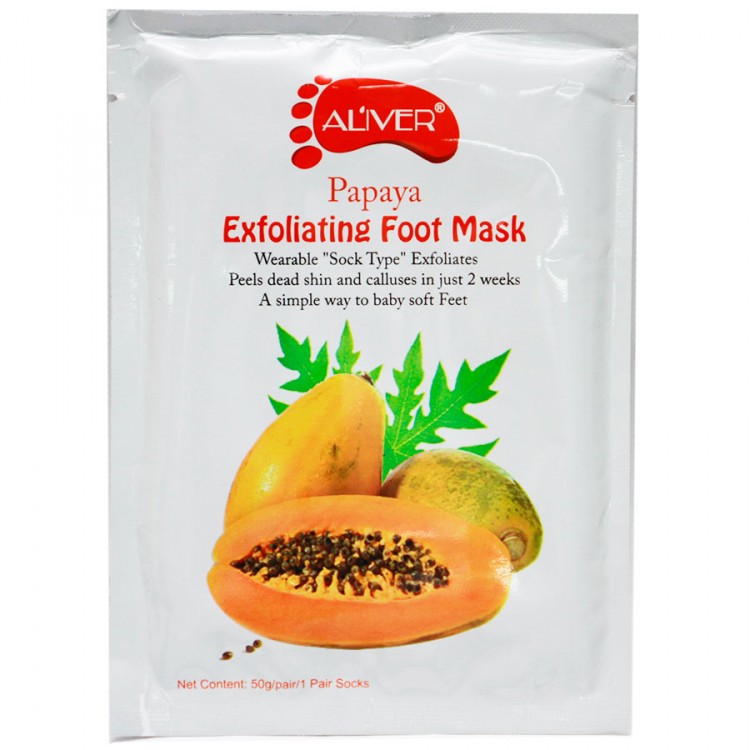Маска-носки для ног Aliver Exfoliating Foot Mask Отшелушивающая - папайя
