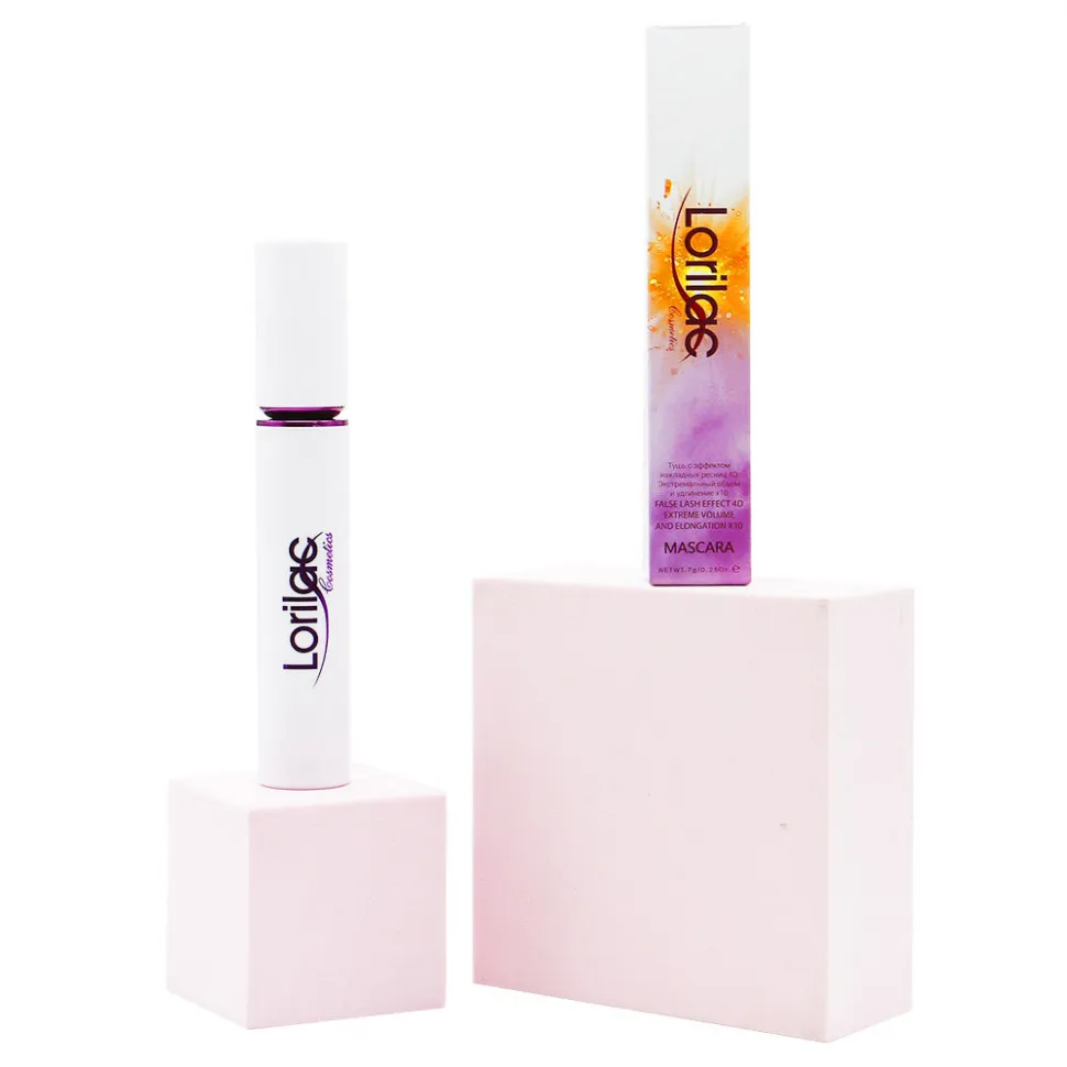 Тушь для ресниц Lorilac с эффектом накладных ресниц 4D экстремальный объем и удлинение х 10 (прямая кисточка) 7 g. арт. E023-3