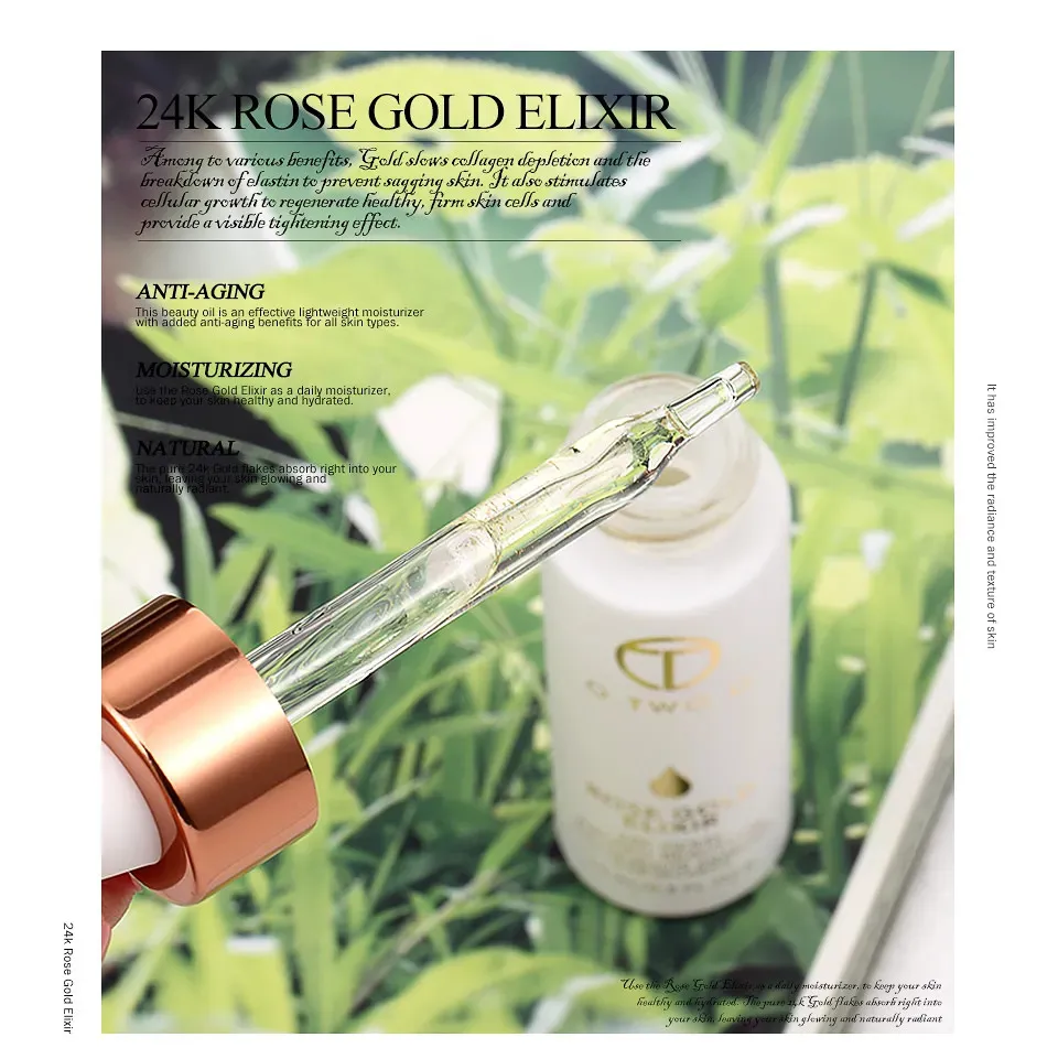 Масло для лица O.TWO.O Rose Gold Elixir 24k Gold Infused Beauty Oil 15 ml (9116)