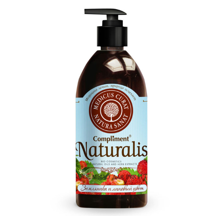 Жидкое мыло для рук и тела Compliment Naturalis Зе mlяника и липовый цвет (500 ml)