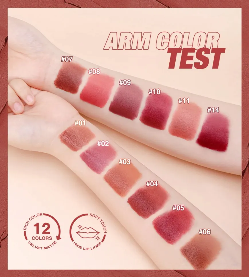 Матовая губная жидкая губная помада O.TWO.O 2 мл - арт 9144 #07 - Оранжево-красный