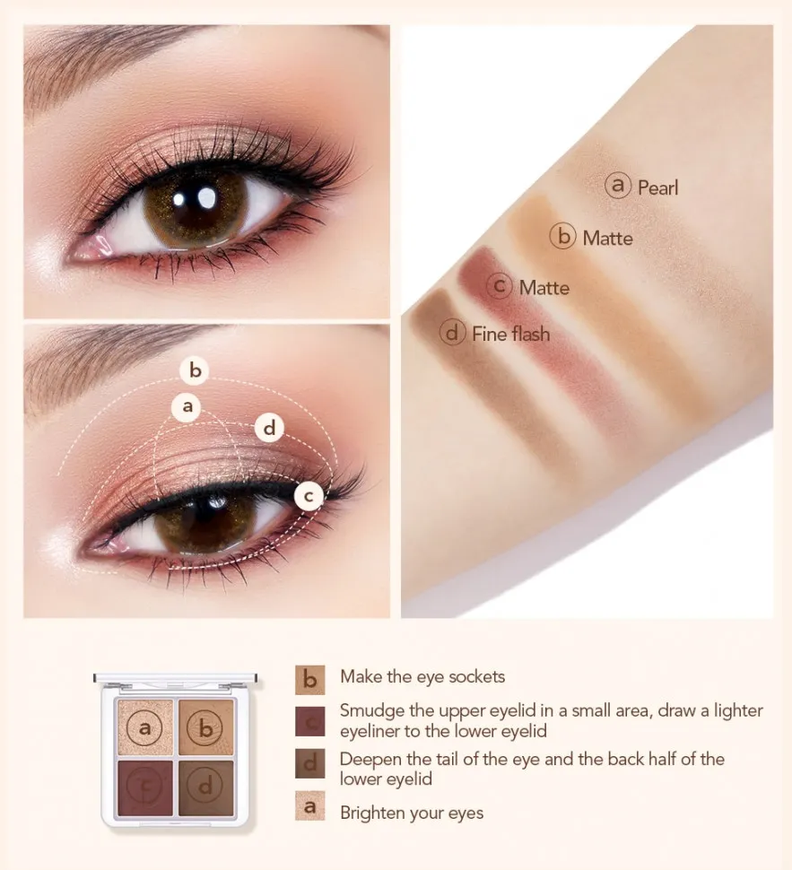 Палитра теней для век O.TWO.O 4 цвета  арт. YJ006 №03 8g.