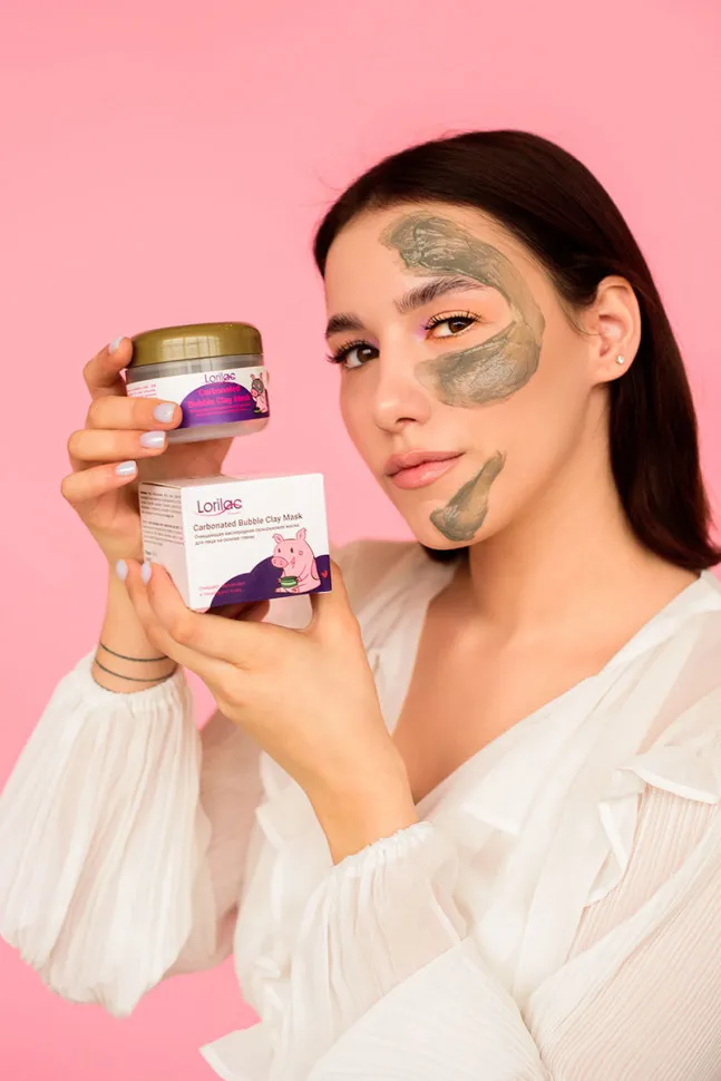 Lorilac очищающая кислородная пузырьковая маска для лица на основе глины 100гр 0178