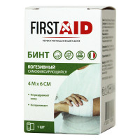First Aid Бинт когезивный самофиксирующийся, 4м х 6см