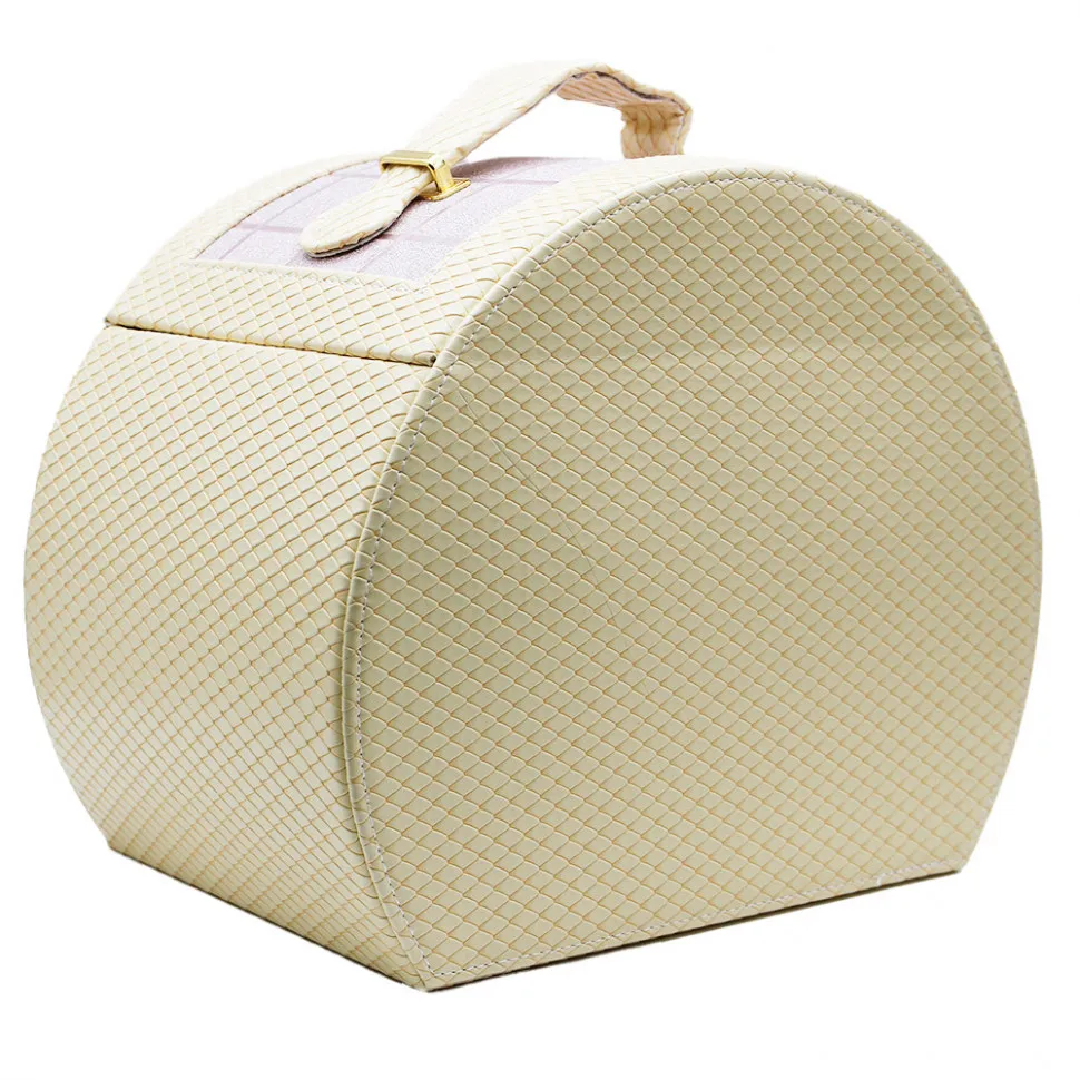 Шкатулка для украшений, с зеркалом и отделениями  - бежевая