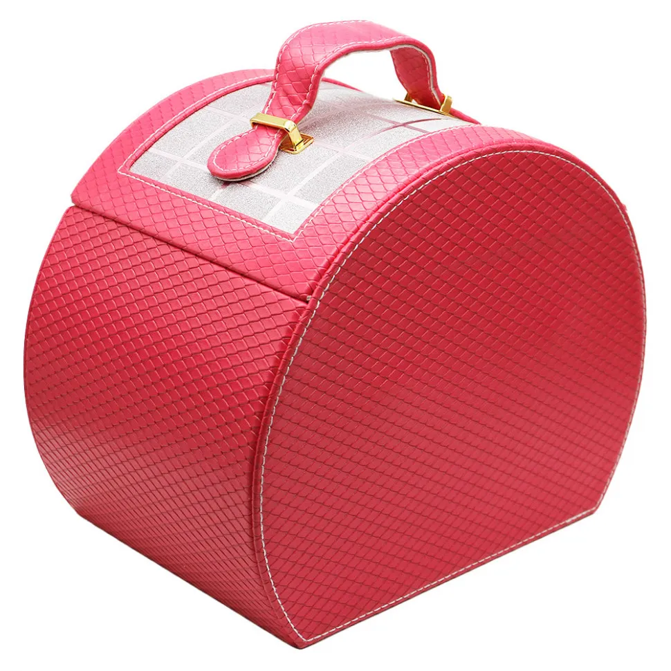 Шкатулка для украшений, с зеркалом и отделениями  - розовая