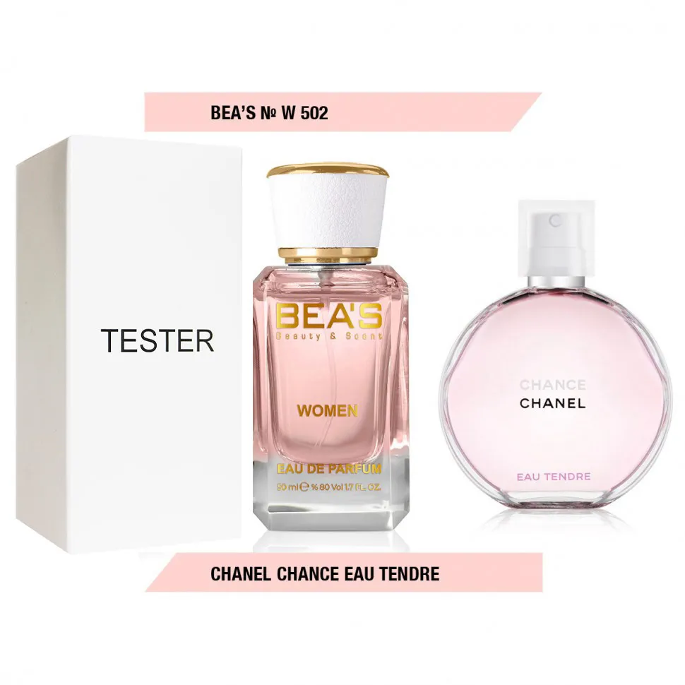 Тестер Beas Chanel Chance Eau Tendre 50 ml for women арт. W 502 (без коробки)