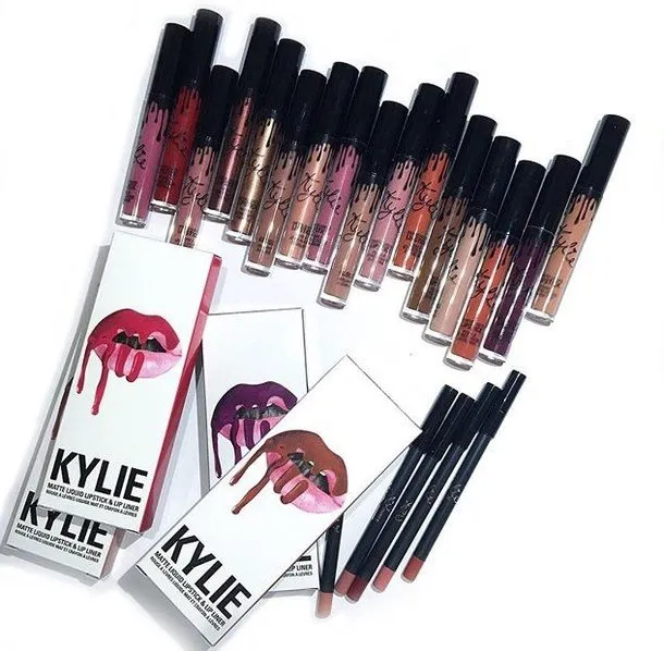 Блеск для губ +Карандаш Kylie matte liquid lipstick & lip pencil (12цв)