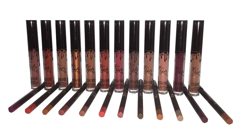 Блеск для губ +Карандаш Kylie matte liquid lipstick & lip pencil (12цв)