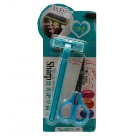 Бритвенный станок и ножницы для маникюра (синий)