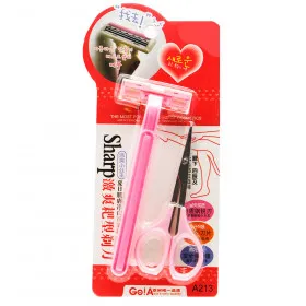 Бритвенный станок и ножницы для маникюра (розовый)