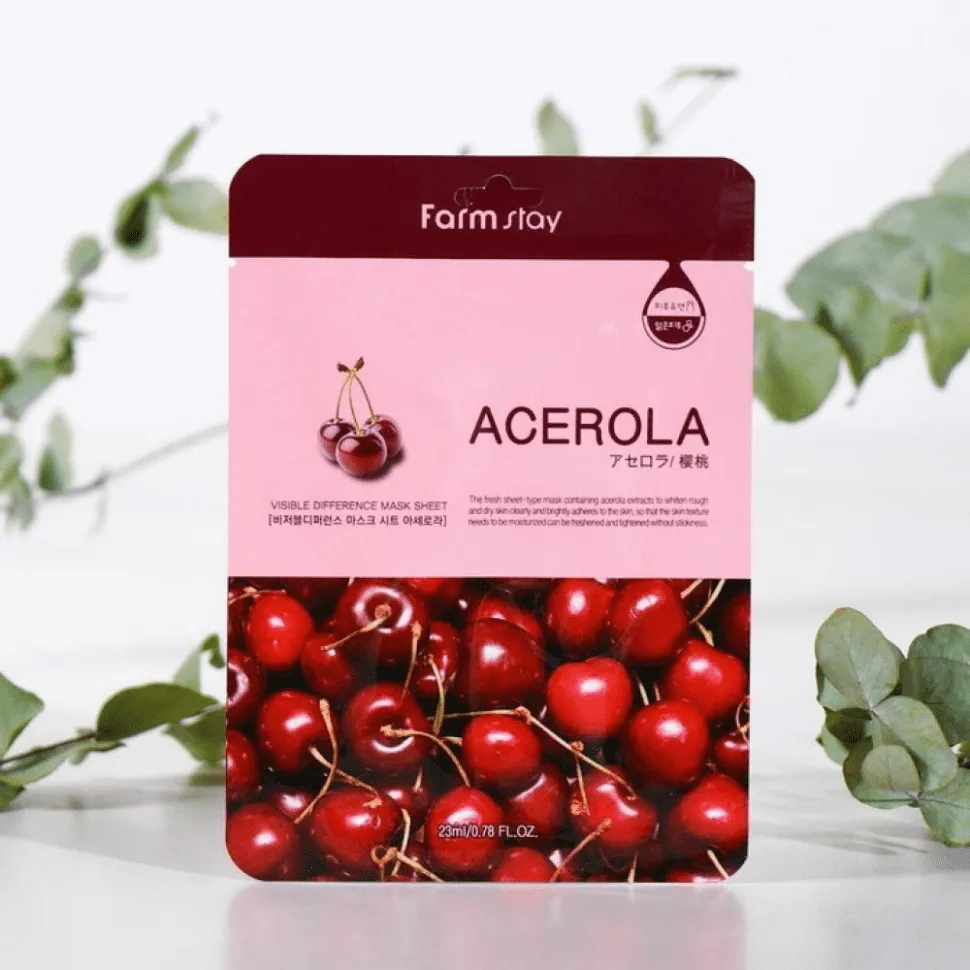 Тканевая маска для лица с экстрактом ацеролы FarmStay Acerola Visible Difference Mask Sheet 23 ml